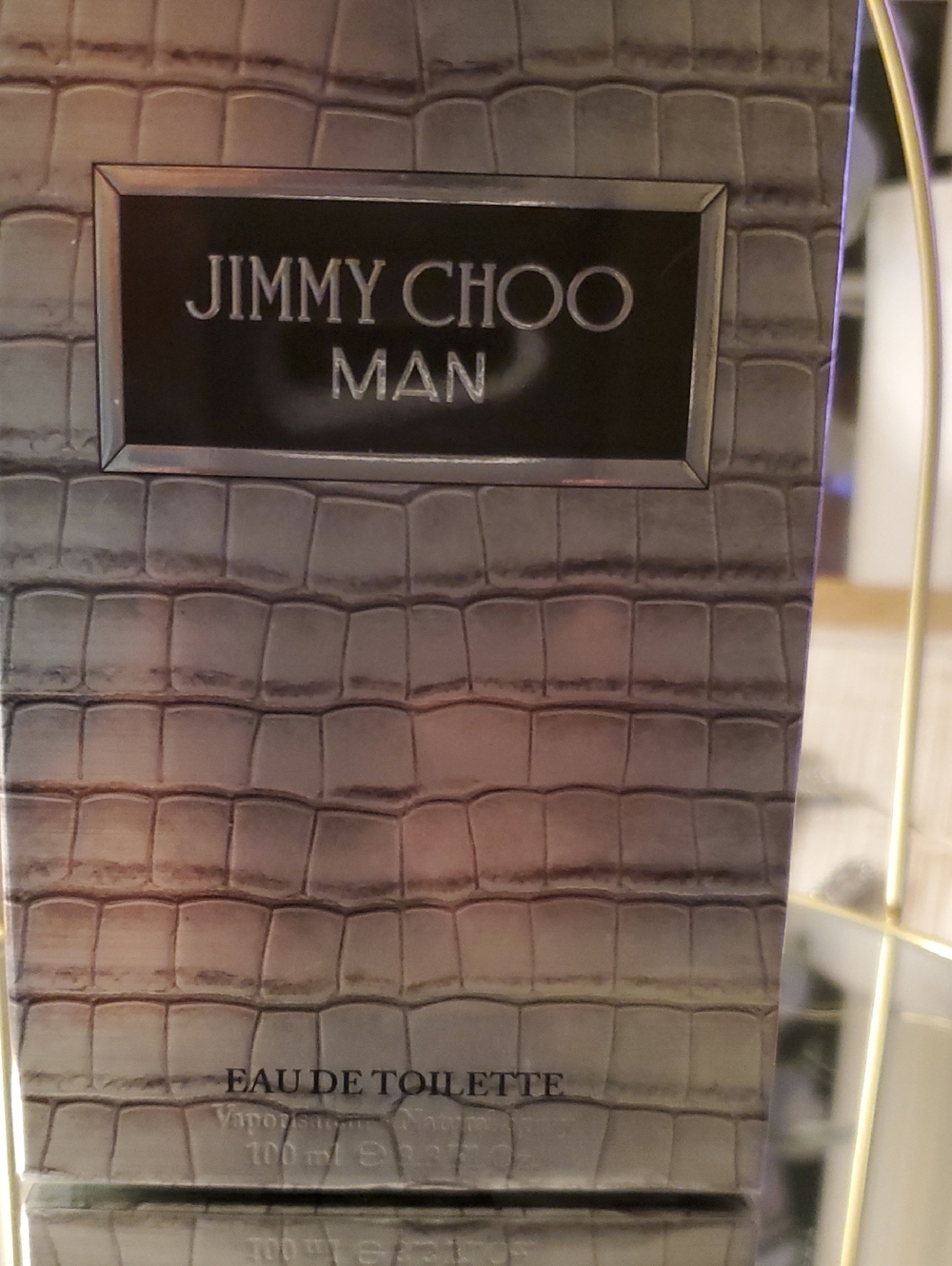 Jimmy Choo Man Croc-Embossed Box in Silver Gray
